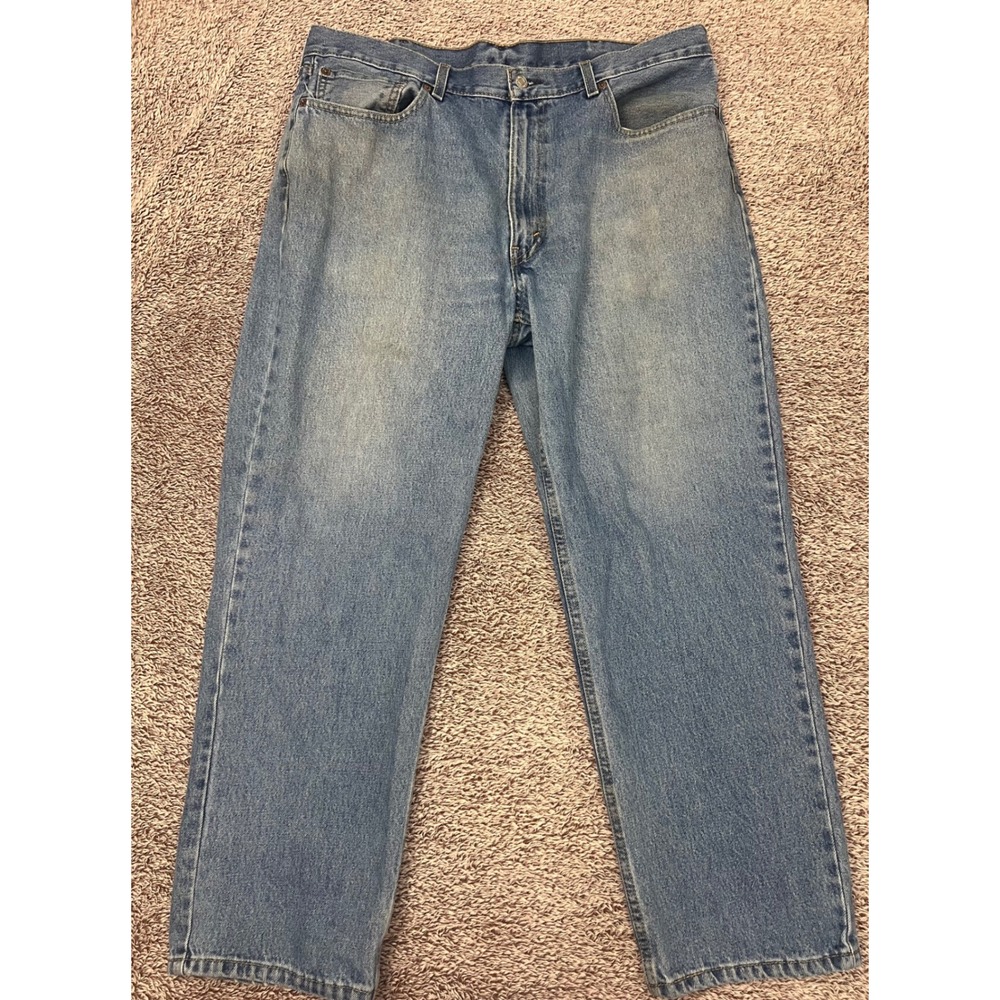 Levis 550 Jeans Mens 40x30 Relaxed Fit Blue Denim Workwear Work Faded Stains